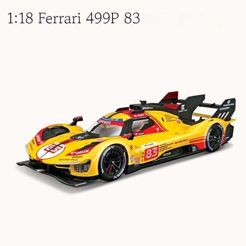In Stock Bburago 1:18 Le Mans 24h Ferrari 499p No.24 No.50 Bo.51 Coated Simulation Alloy Miniature Model Custom Kid Toy Gift