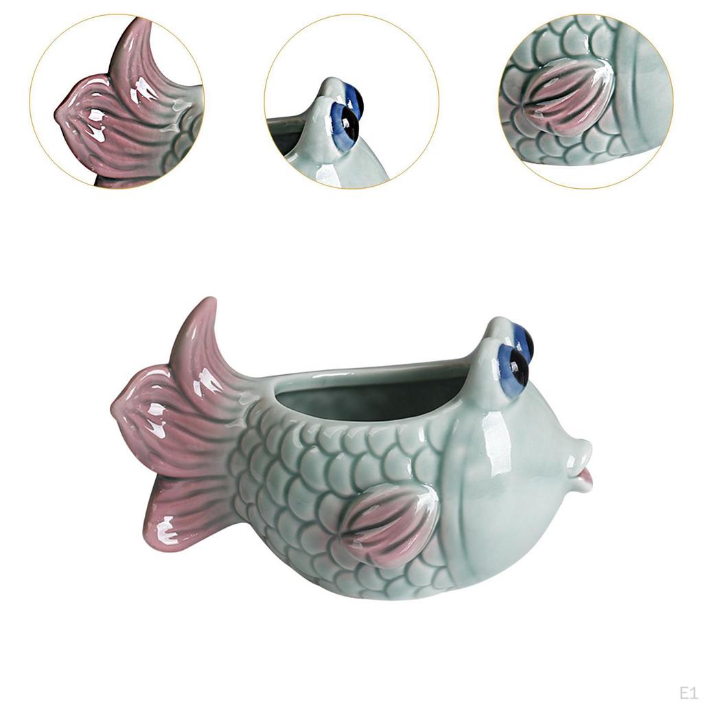 Vaso Ceramica Pesce Rosso per Micro Paesaggio e Uso Ufficio