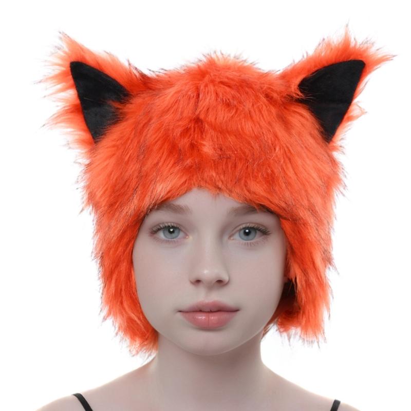 

Animal Costume Hat Warmth Ear Cover Hat Soft Plush Fursuit Hat For Kids Adult Winter Accessories Halloween Dressingup 1