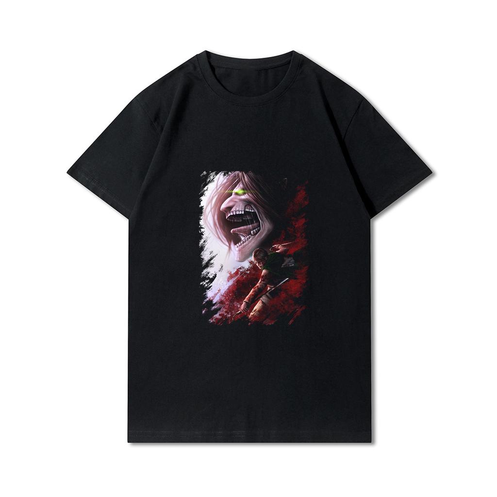 Plus Size Anime Attack On Titan Unisex trička Levi·AckerUnisex Eye Punk Tops Letní Harajuku Volné Gotické Topy s krátkými rukávy