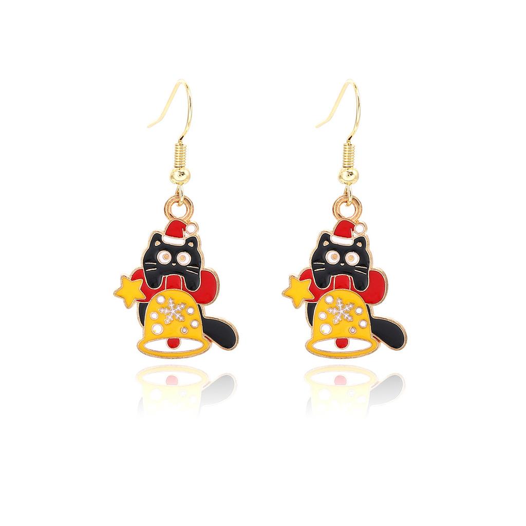 Cartoon Drip Santa Earrings, Personalized Christmas Column Elk Gingerbread Man Earrings