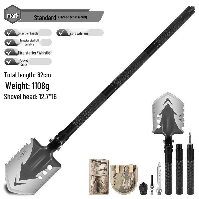 Lang Shen Multifunctional German Steel Entrenching Tool: Outdoor Self-Defense, Folding Shovel for Fishing and Military Use