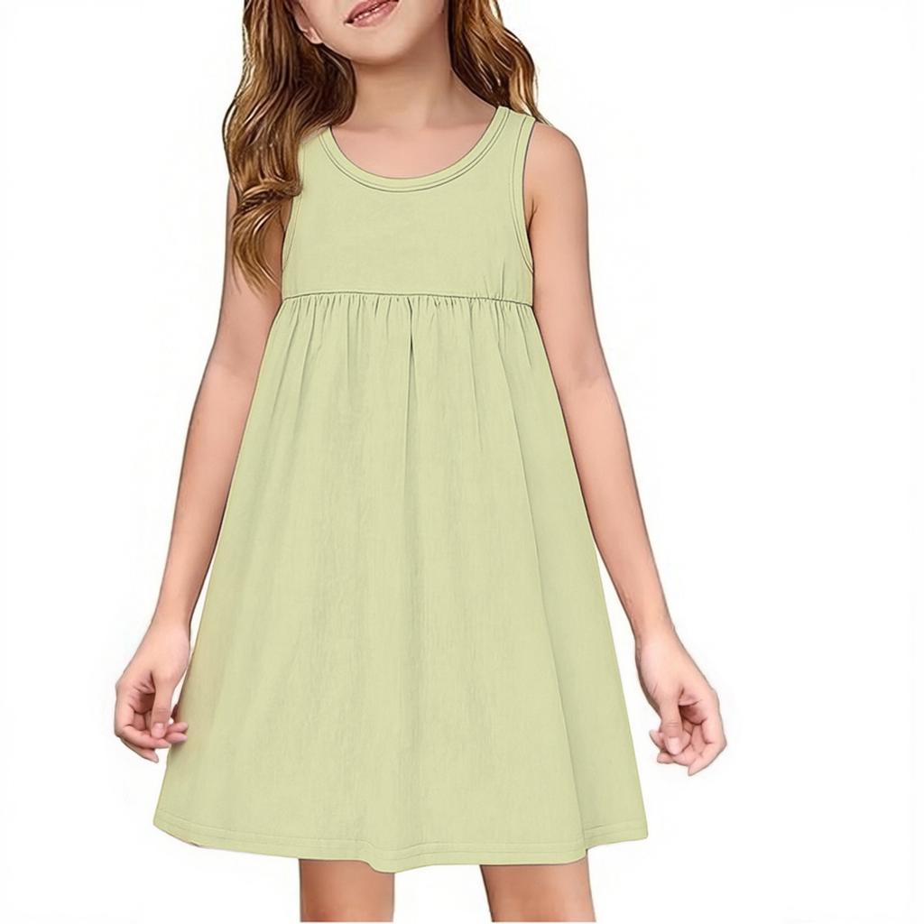 Children's Casual Pullover Sleeveless Round Neck Dress