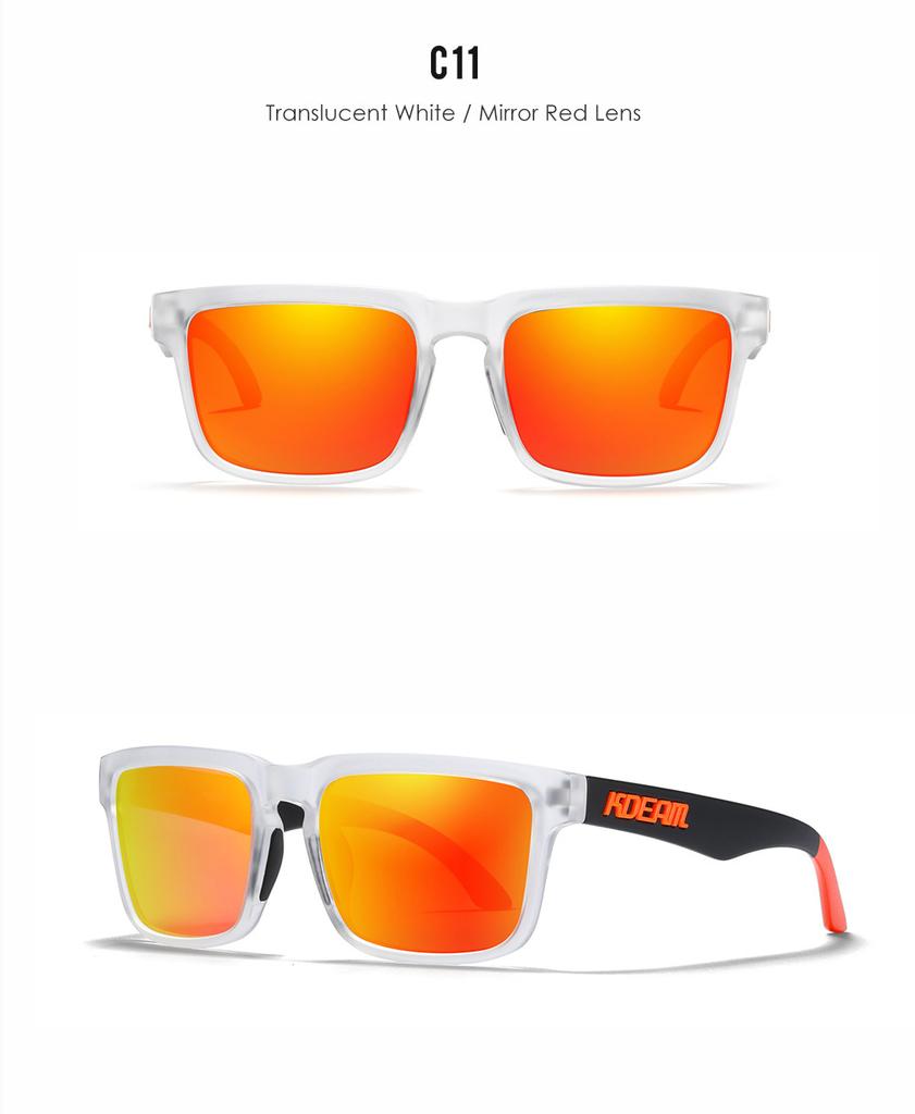 KDEAM Brand Men Square Polarized Sunglasses Colorful Design Cool Fashion Women Shades Summer Sun Glasses Mirrored Coating Lens