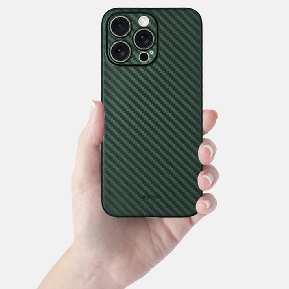 KZDOO For iPhone 16 Pro Compatible with MagSafe Carbon Fiber Texture Ultra Thin PP Phone Cover