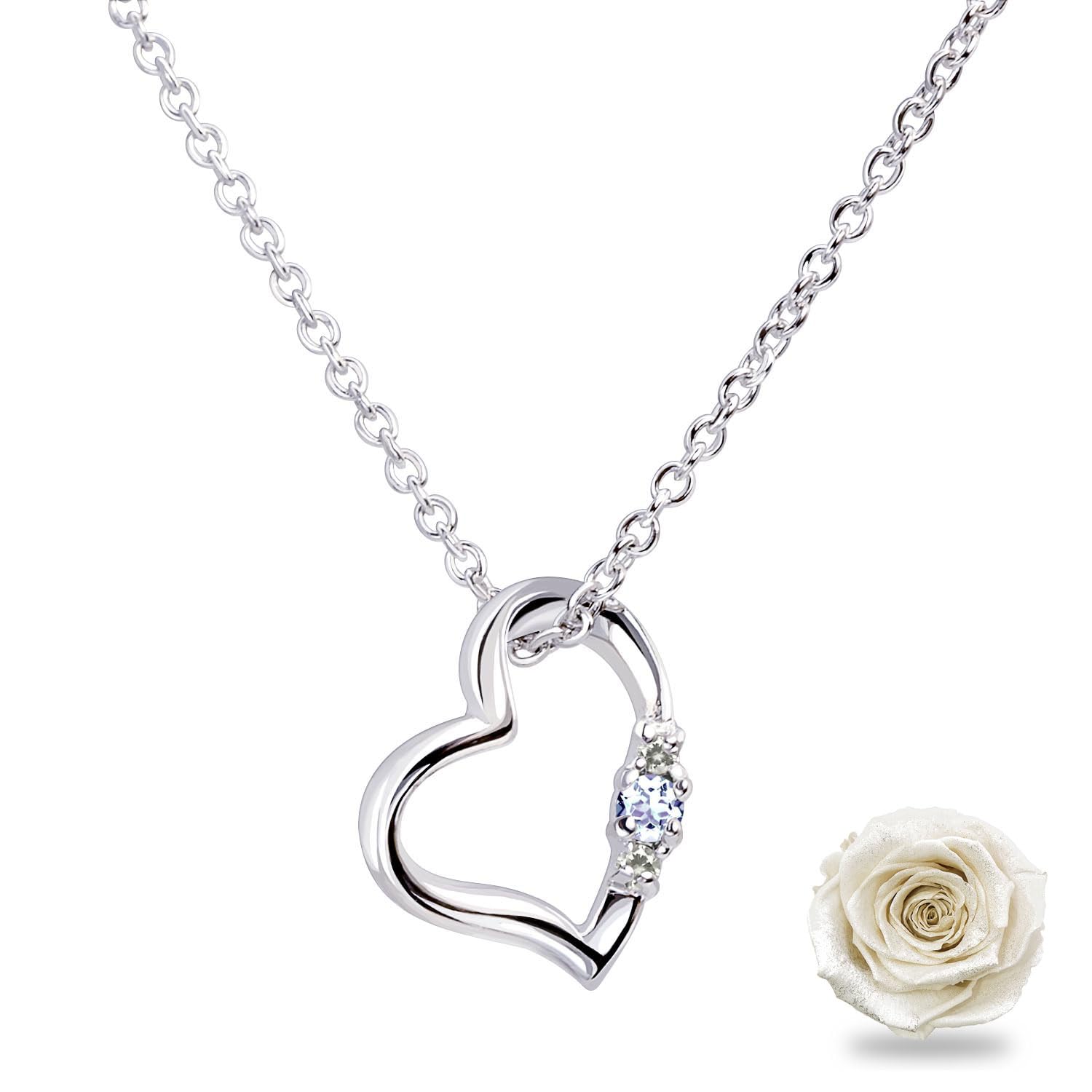 

Necklace for Love Preserved Flower Gift December Platinum White [Sears] Women, Heart, Set, Tanzanite, Birthstone,