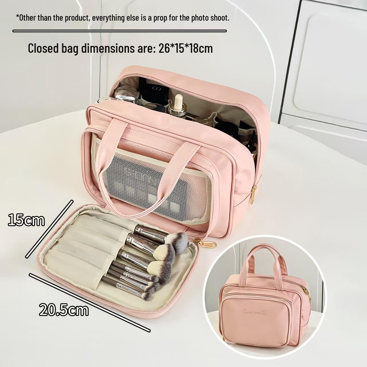 

Large Waterproof Portable Cosmetic & Toiletry Bag with Partitioned Storage for Travel 26*15*18 cm