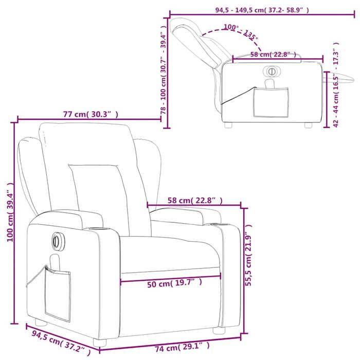 VidaXL Electric Reclining Massage Armchair Black Fabric 3204472