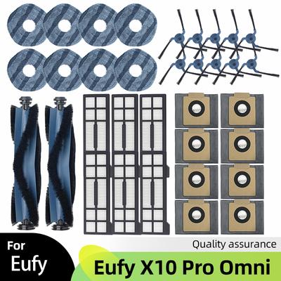 מתאים לשואב אבק רובוטי Eufy X10 Pro Omni מברשת צד ראשית מטלית מיקרופייבר לניגוב מסנן HEPA שקית אבק אביזרים חלקי חילוף