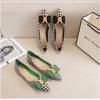 Women Flat Shoes Girl Fashion Houndstooth Pointed Toe Boat Shoes Girl Beautiful Slip-on Loafers