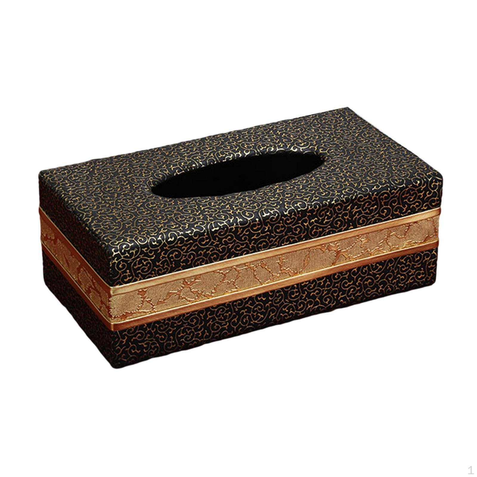 Modern PU Tissue Box Holder Orgnizer Rectngulr Black Large