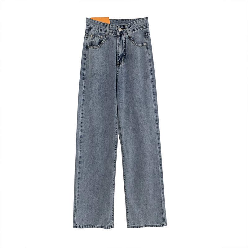 Women's High-Waisted Wide-Leg Jeans - Slimming, Flattering, Floor-Length, Autumn 2021.