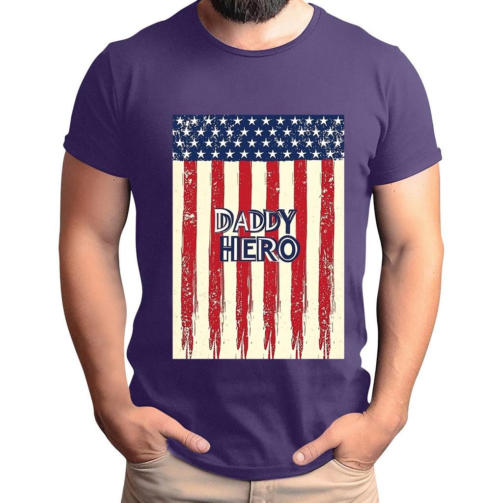 Men's Father's Day Flag Printed T-Shirt Men's Loose Casual Short Sleeve Top
