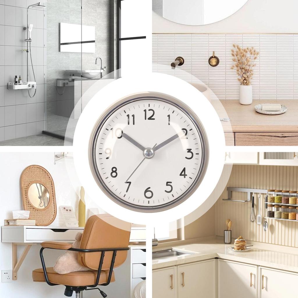 Waterproof Bathroom Clock with Suction Cup 3 Inch Easy Read Mirror Clock Lightweight for Shower Kitchen Living Room Office