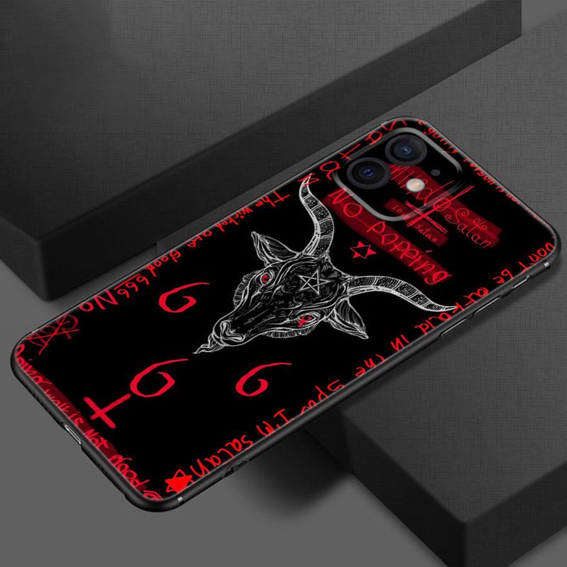 Satanic Scary Skull Phone Case For Apple iPhone 13 12 Mini 11 Pro XS Max X XR 8 7 6S 6 Plus SE 2020 5S 5 Soft TPU Black Cover