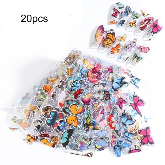

20 шт бабочка дизайн ногтей наклейка звездное небо передача наклейка маникюр декор