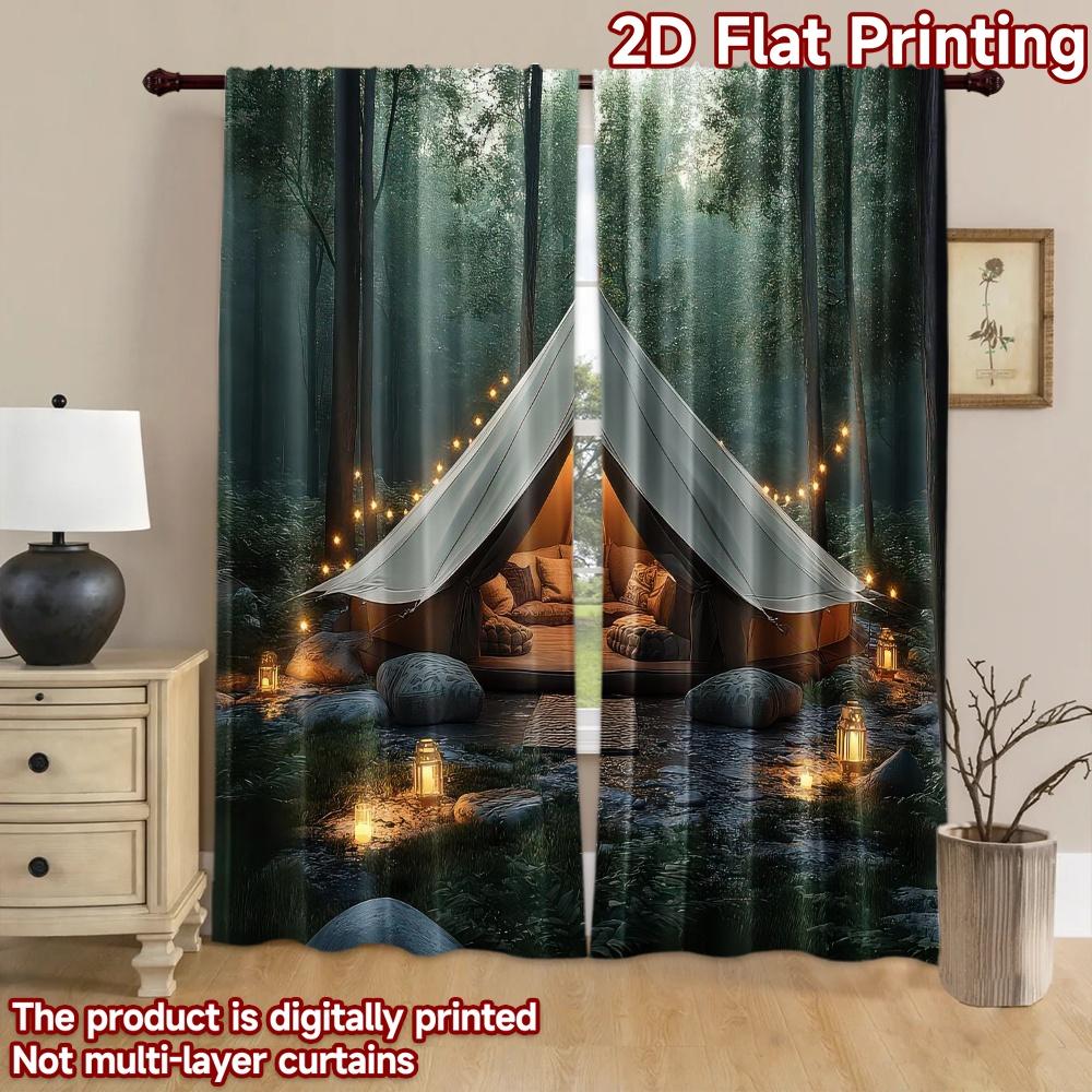 2D flat Photography Backdrop Popular Party Party Backdrop Cozy Forest Tent 100% Polyester Anniversary for Suitable for