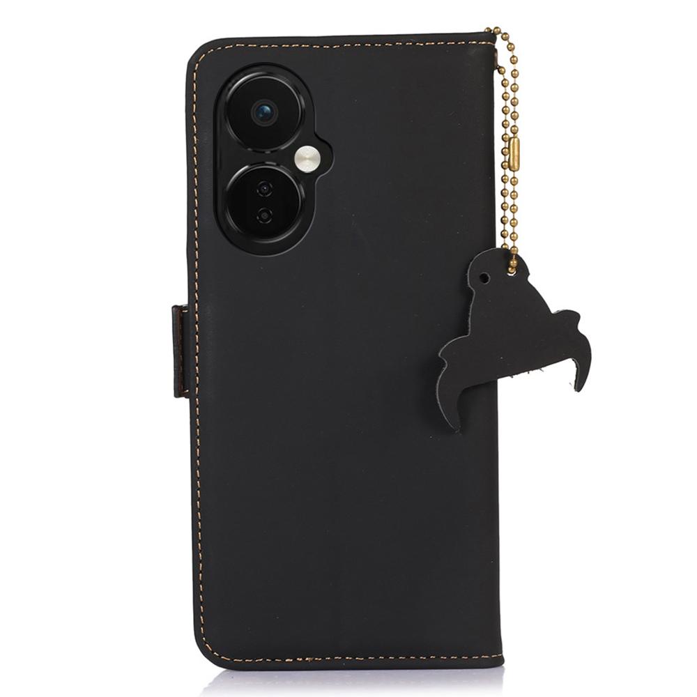 For OnePlus Nord CE 3 Lite 5G/Nord N30 5G Genuine Cow Leather Phone Case Flip Stand Cover with RFID Blocking Wallet