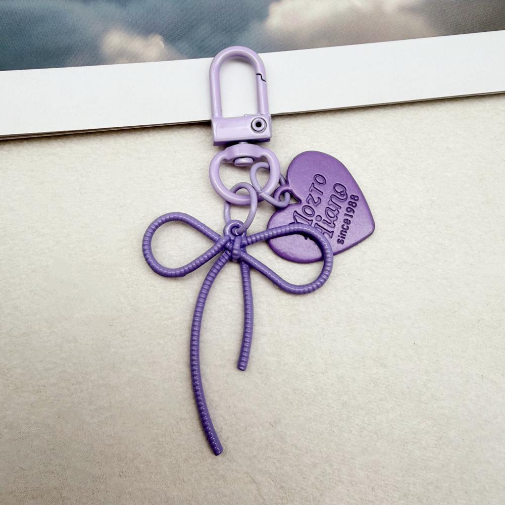 Colorful Heart Bow Keychain DIY Pendant for Bags