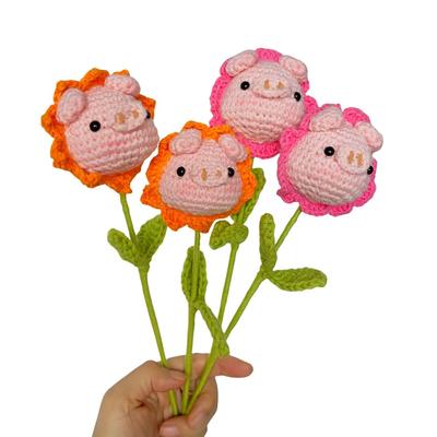 Emotional Support Pig Funny Positive Pig Crochet Flower Valentine Crochet Pig Flower Crochet Positive Animals Handmade Appreciation Gifts for Women