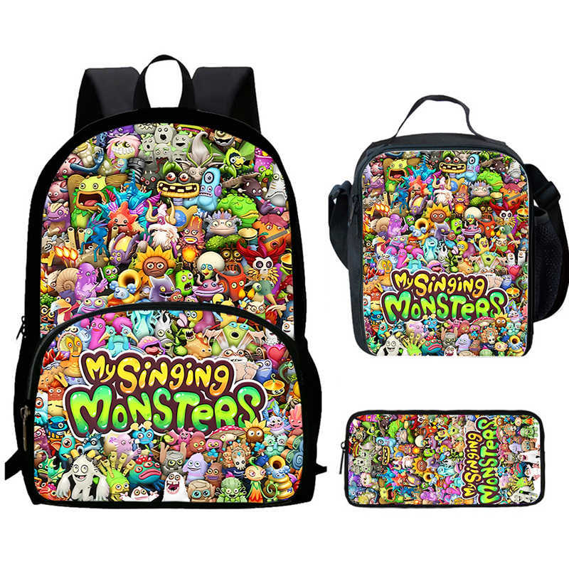 Zaino Anime Periferico My Singing Monster Borse Scolastiche da Uomo e da Donna