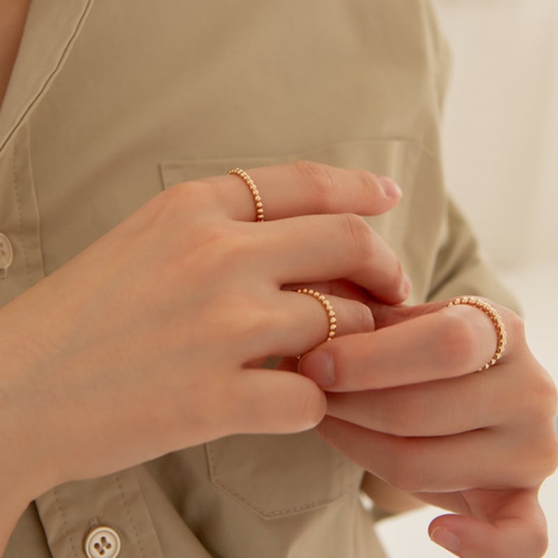 LUNNE 14k 2mm Bubble Ball Line Ring (14k Gold) #LFR08