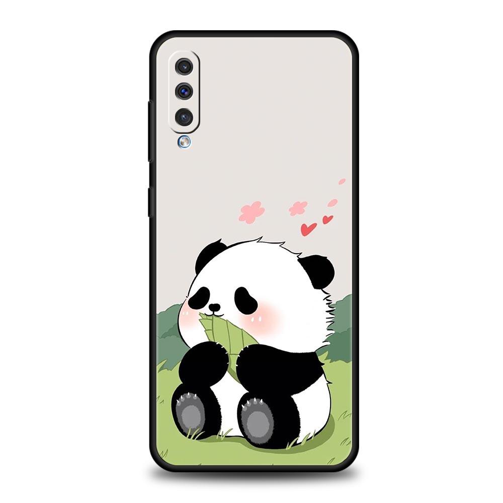 Case For Samsung A24 A12 A14 A32 A50 A70 A20E A20S A10S A22 A40 A34 A54 A42 A52 5G A02S A04s Cover Cute Panda Climbing Bamboo