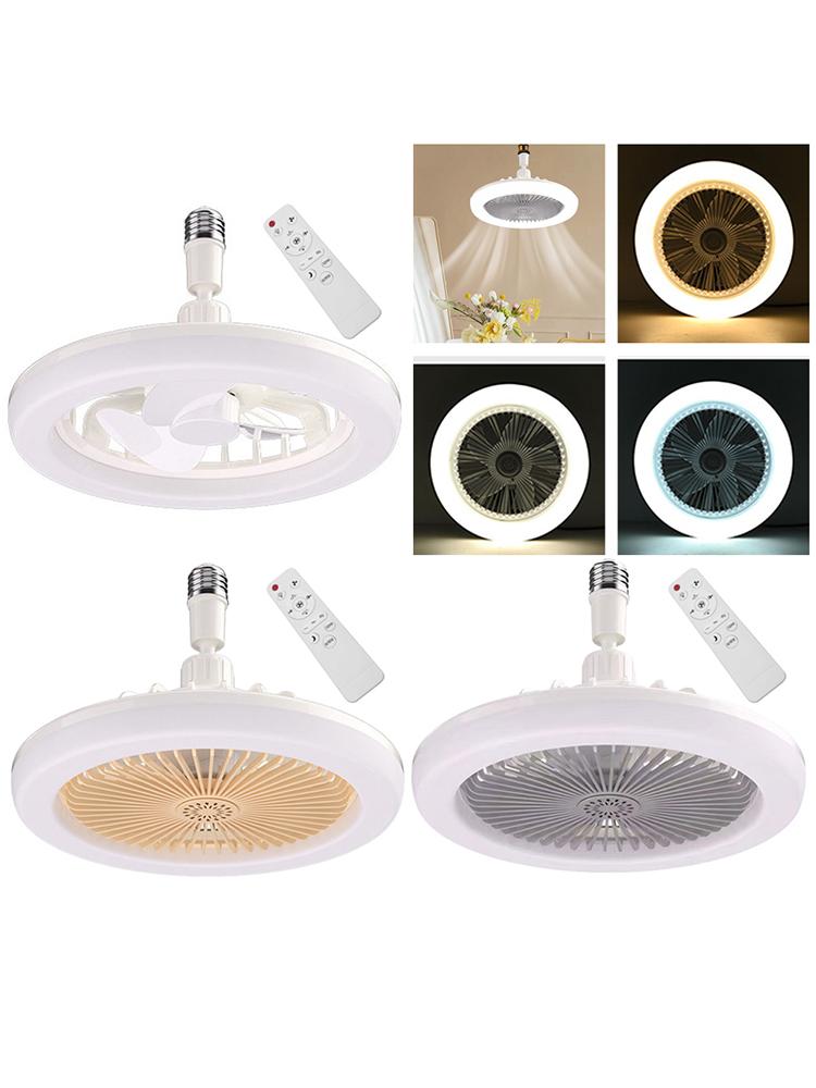 2 In 1 Silent Ceiling Fan Light 3 Gears Electric Cordless Fan with Remote Control Dimming Three Color Light for Living Room