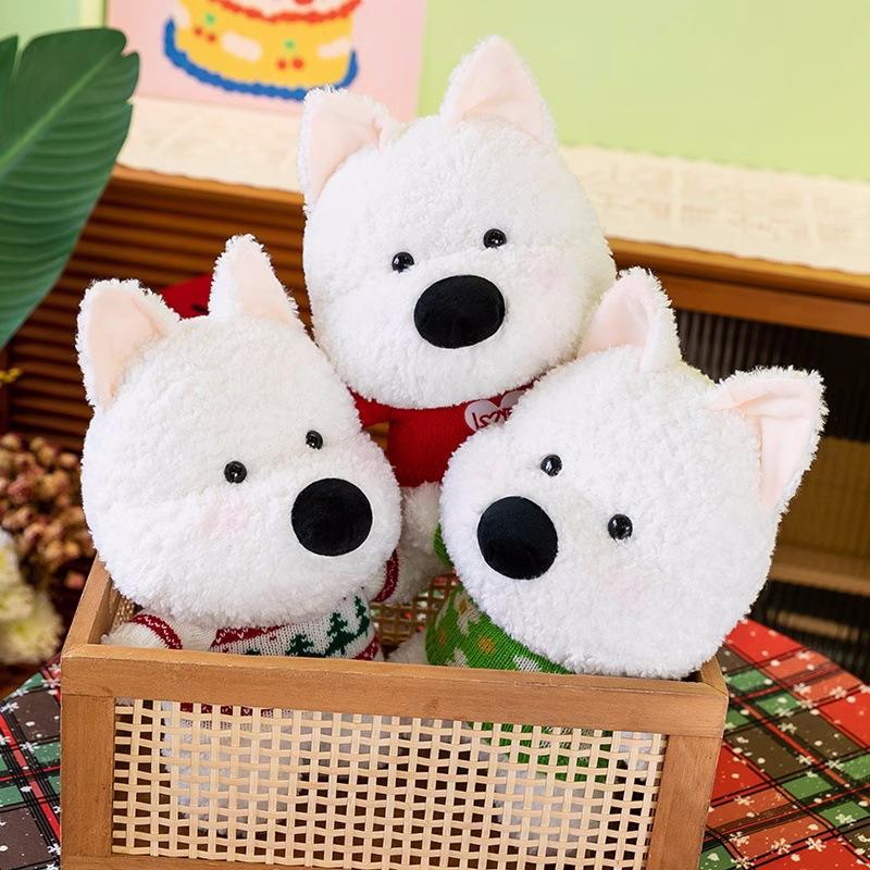 Cute Sitting West Highland Puppy Plush Toy 8 Inch Grab Doll Sweater West Highland Doll Throwing Gifts