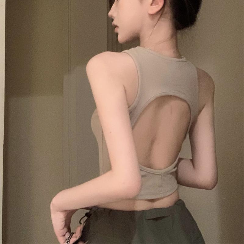 Women Sexy Vest Slim Camis Sleeveless Round Neck Hollow Tank Tops Summer Female Casual Solid Color Basic Camisole