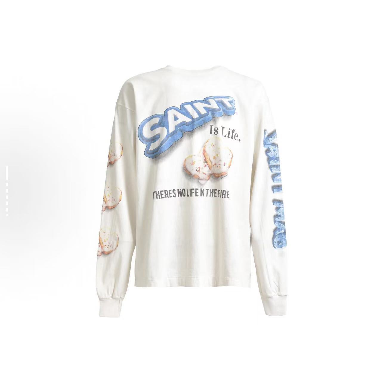 Heart Cookie Love Oreo Print Long-Sleeved Cartoon Washing Water T-Shirt S