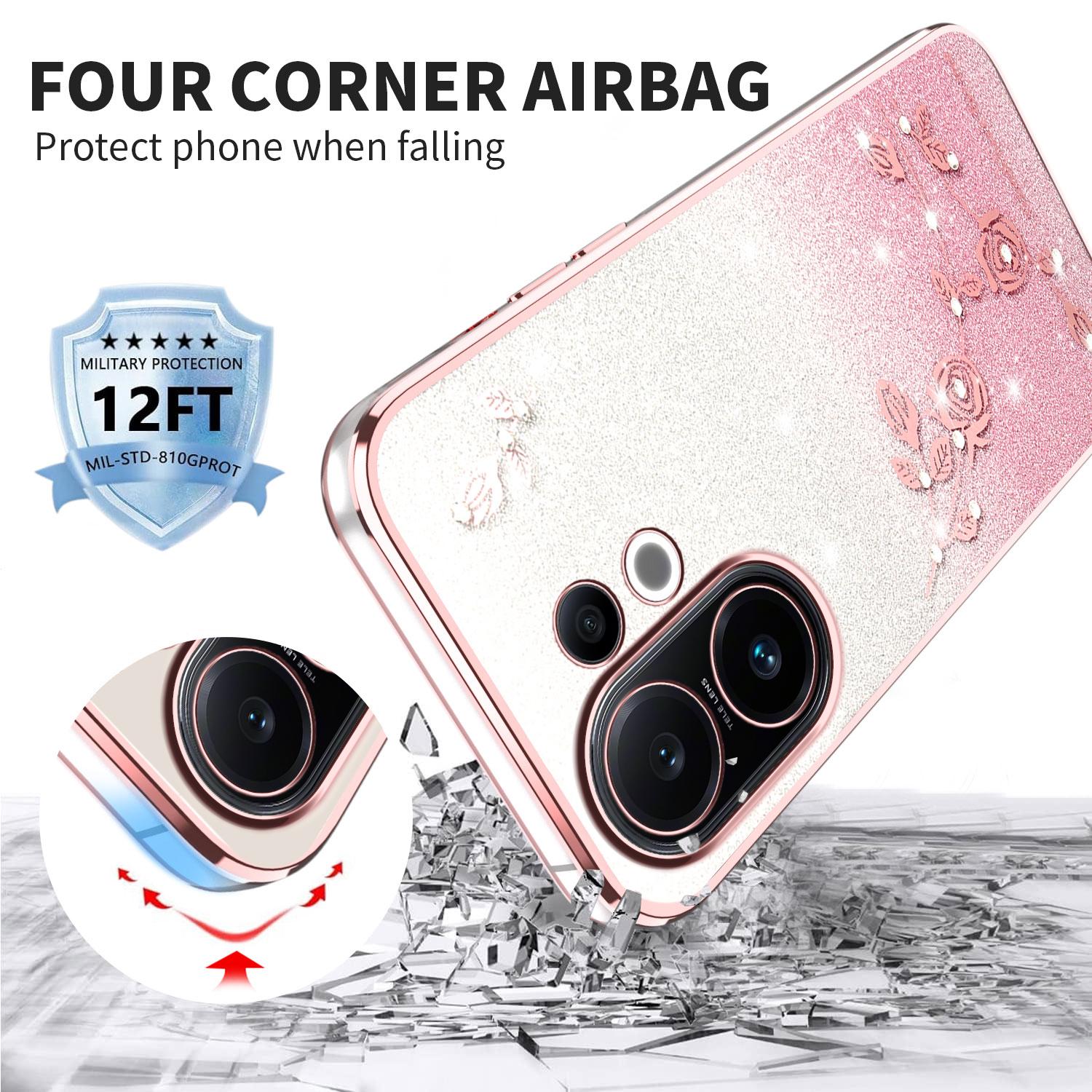 

KADEM For vivo S30 5G Case Flower TPU Flexible Gradient Phone Cover Purple