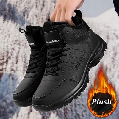 Herrenschuhe Winter Dick und Baumwolle Mittelhoch Lässig Sportschuhe Warm Outdoor Schuhe Leicht und Rutschfest Papa Schuhe Wanderschuhe
