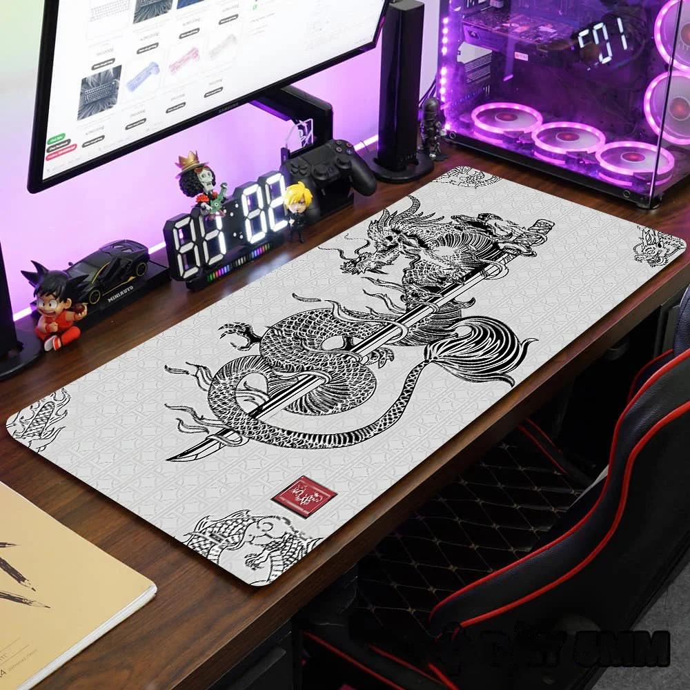Large Dragon Mousepad Gamer Office Mouse Pad Gaming Room Accessories Desk Mat Art Keyboard Mats 600x300 Mausepad Washable Mats