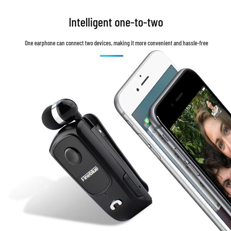 Jialan F920 Retractable Bluetooth Earphone, Wireless Fast-Charge, Clip-On Design for Business and Gaming