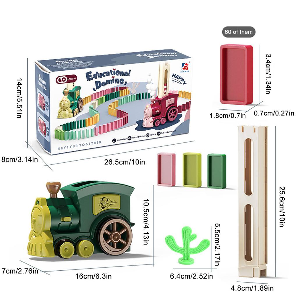 Set Tren Domino Automat cu 60 de Piese Jucărie Educativă pentru Învățare Timpurie Joc Creativ Cadouri pentru Distracția și Dezvoltarea Copiilor