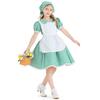 Set Rochie cu Șorț și Pălărie Verde Pastorală cu Flori pentru Fete Copii Cosplay Halloween Costum pentru Joc de Rol