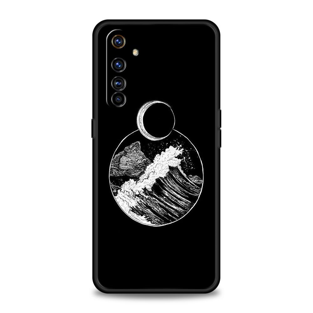 Case For Realme 12 11 10 9 8 5G 7 6 GT5 GT3 GT2 Pro Plus C21 C11 C25 C35 GT Neo 2 3 3T 5 Cover Black and White Love Sun Moon