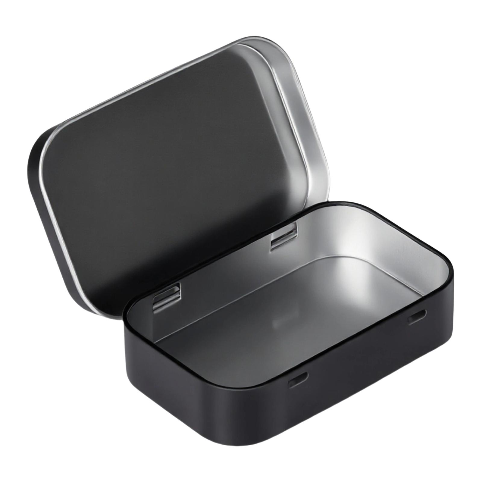 

Flips Top Storage Tin Boxes Sturdy Iron Organizers Containers for Home Office 2 Pieces Set чёрный