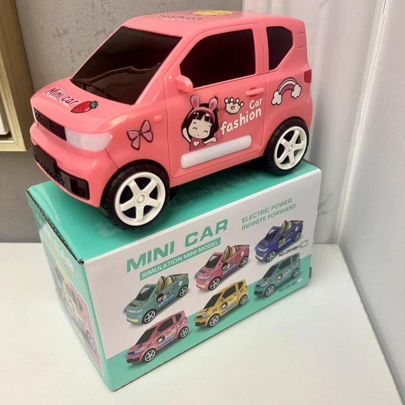 Kawaii Electric Mini Macaron Convertible Cars Music Simulation Miniature Car Model Toys For Kids 2 To 4 Years Old Lovely Gifts