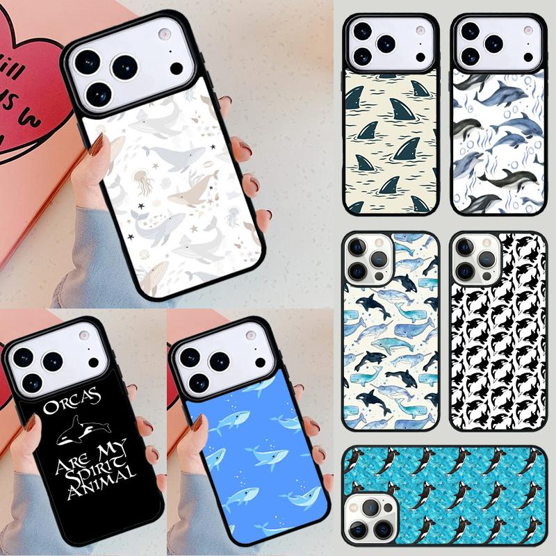 Orcas Whale Phone Case For iPhone 17 Air 14 15 13 12 Max Cover For Apple 16e 11 Pro Max Plus Coque