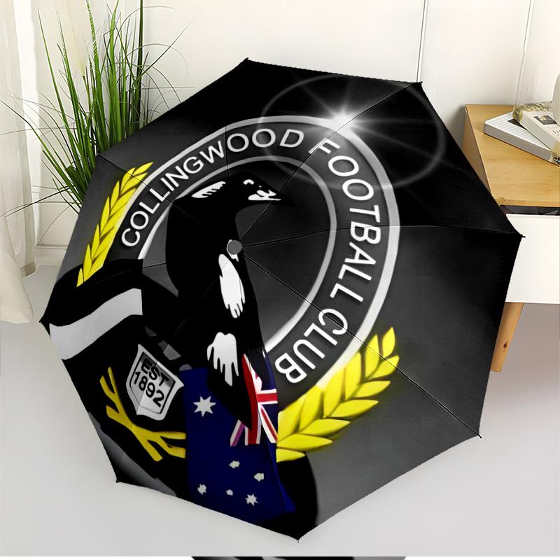 Collingwood Magpies Print Automatic Open Close Umbrella, Portable Foldable Umbrella, for Outdoor Commute Camping Trip, Ideal Birthday Gift
