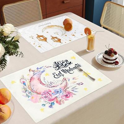 Ramadan Karim Linen Placemat Table Decorations Muslim Islamic Party Supplies Eid Al-Adha Auspicious Home Decoration Gifts
