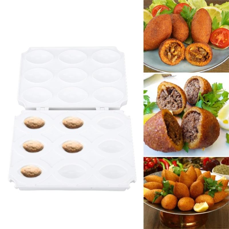 Meatball Mold Processor Manual Meatloaf Maker Press Tool DIY 9 Grids Homemade Meat Maker Kitchen Accessories White