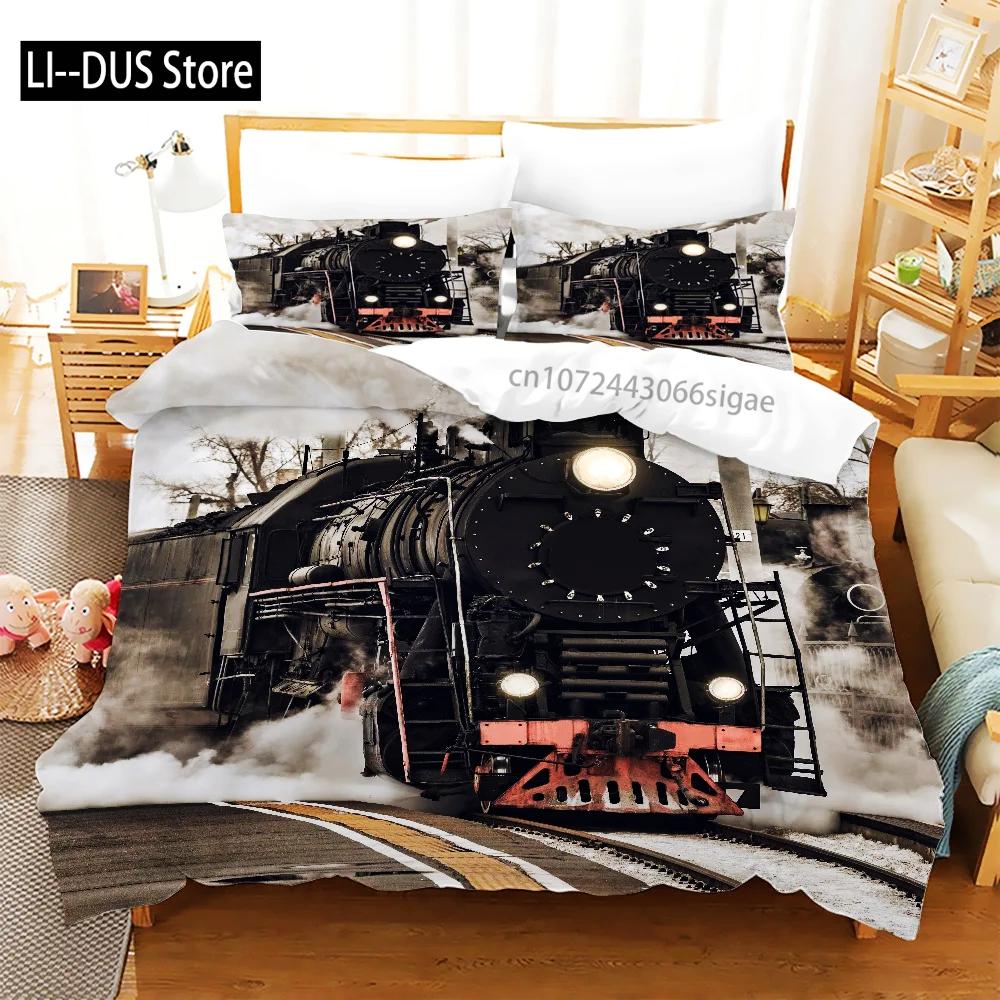 Train Bedding Sets Kids Duvet Cover Bed Set Soft Quilt Cover With Pillowcase Single Queen King Size Car Comforter Bedding Set