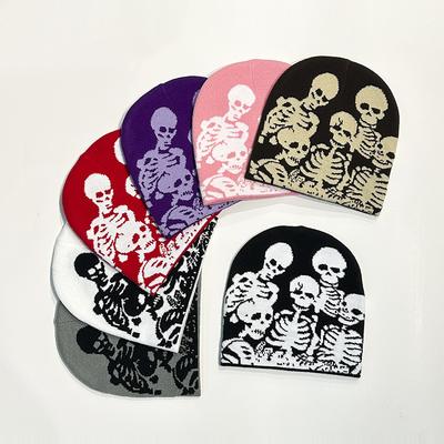 1 Stück Y2K-Mütze, warme Street-Skull-Skelett-Mütze, Winteroutfit, geeignet für Halloween, Weihnachten, Outdoor-Sportarten, Skifahren und Radfahren