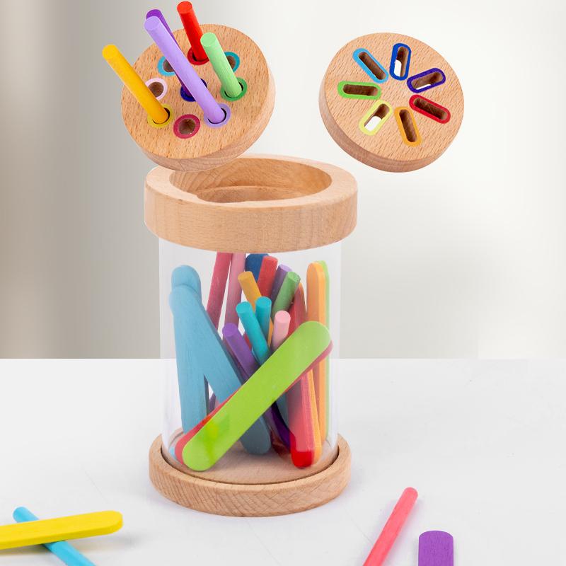 2 In 1 Color Sorting Game, Multicolored Sticks Toys,Color Classification Cup With Transparent Acrylic Cup Body And 2 Cup Lids