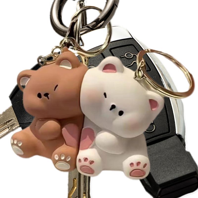 1Pair Cartoon Magnetic Bear Keychain Creative Cute Resin Animal Doll Bag Pendant Kawaiis Key Chains Gifts For Lovers Ornaments