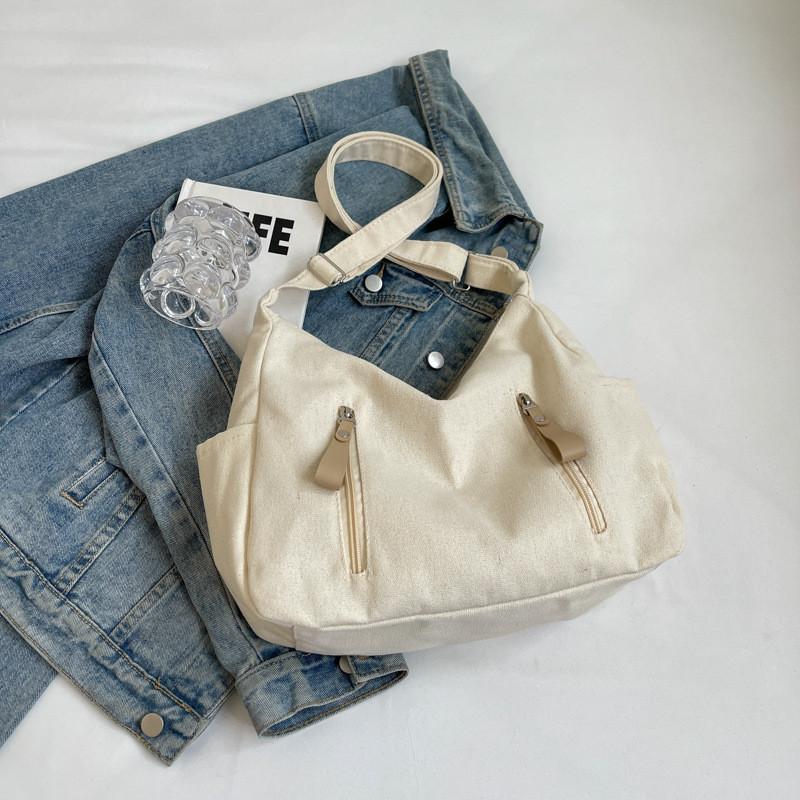 Chic Minimalist Canvas Tote Bag For Women Large Capacity Trendy Shoulder Bag 2024 New