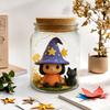 Adopt A Witch Hat Jar Halloween Witch Hat Doll with Black Cat in Jar Cute Light-up Decorative Jar for DIY Craft Gifts Party Favors